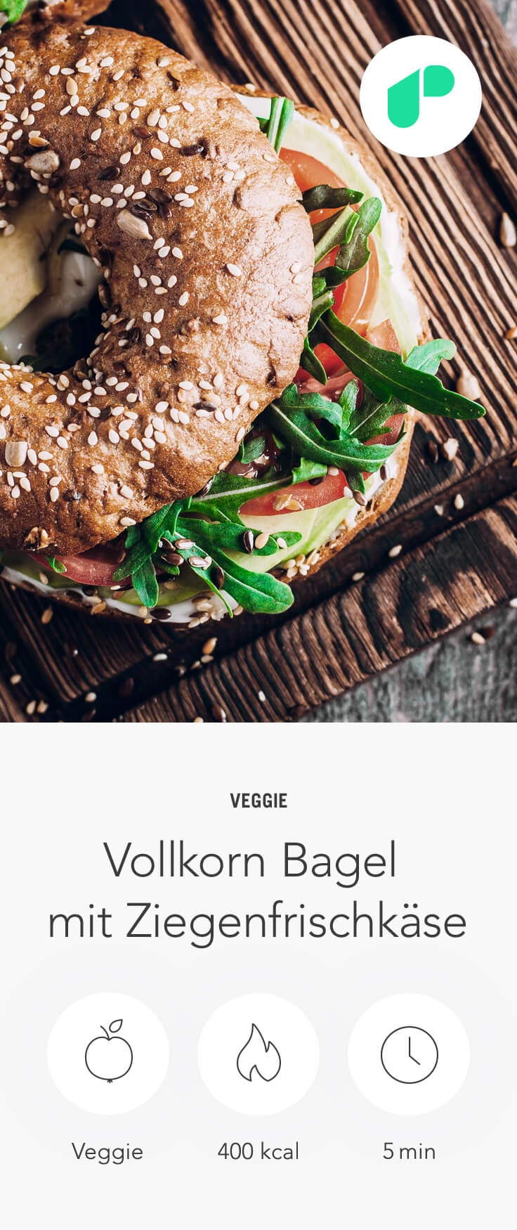 mediterranes Rezept Vollkorn-Bagel mit Ziegenfrischkäse