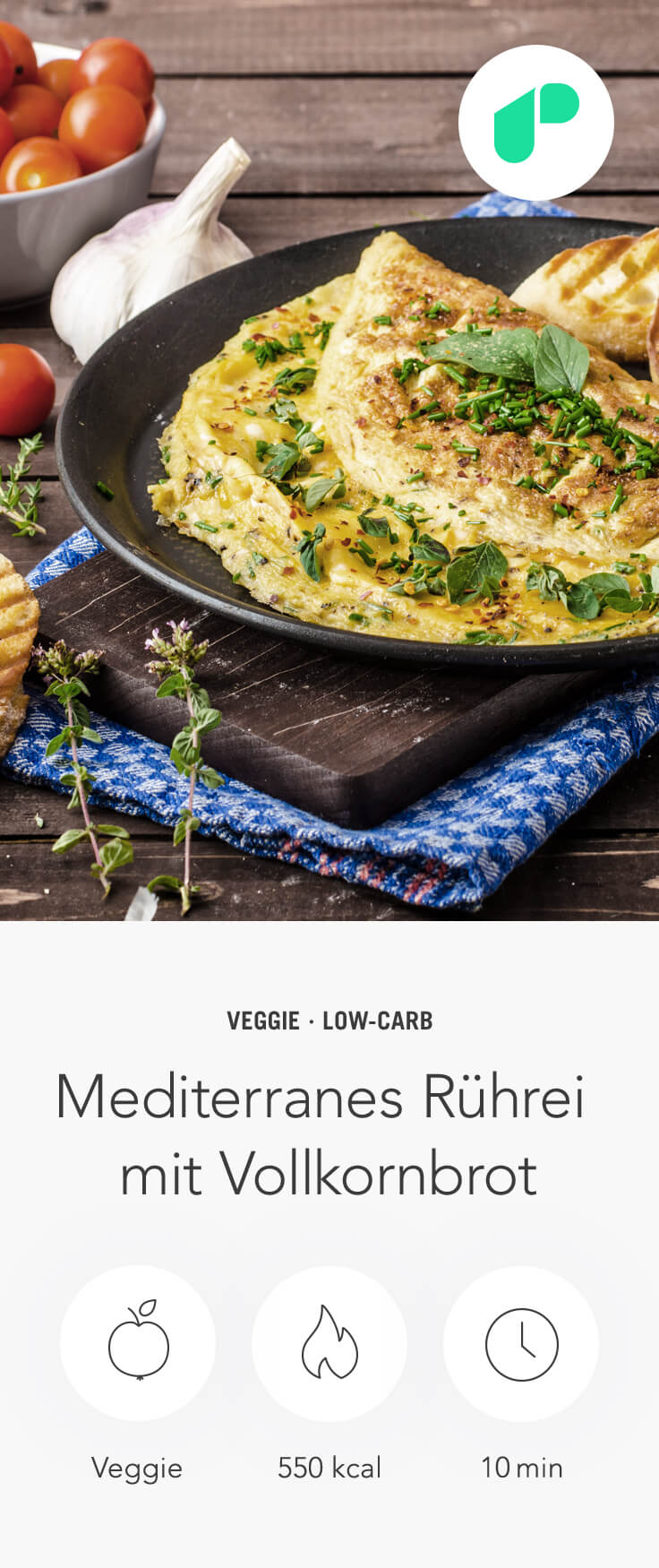 mediterranes Rezept mediterranes Rührei auf Vollkornbrot