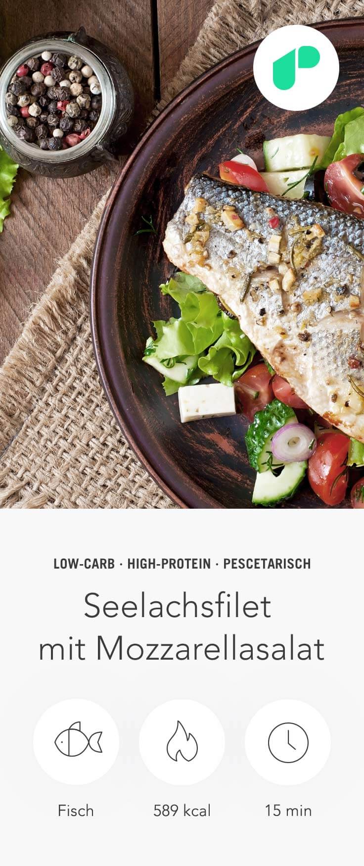 Seelachsfilet mit Mozarellasalat Rezept – Upfit