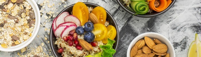 bowl of healthy and vegan foods