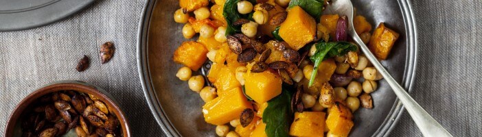 healthy vegan recipes - chickpea and pumpkin bowl
