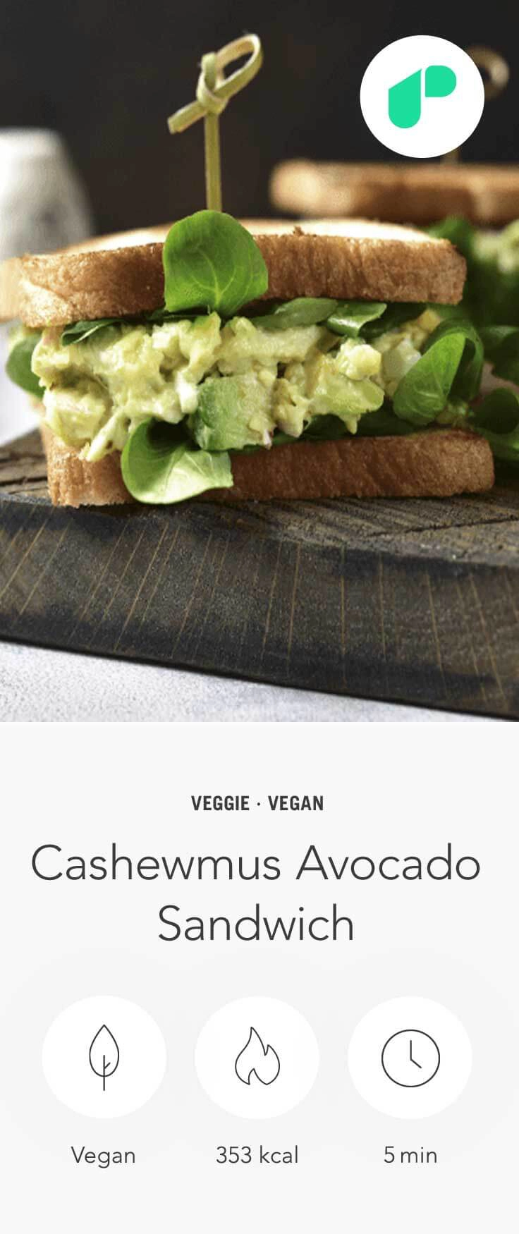 Cashewmus Avocado Sandwich