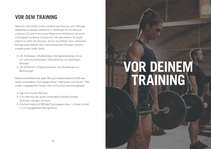 Trainingsplan Muskelaufbau vor dem Training