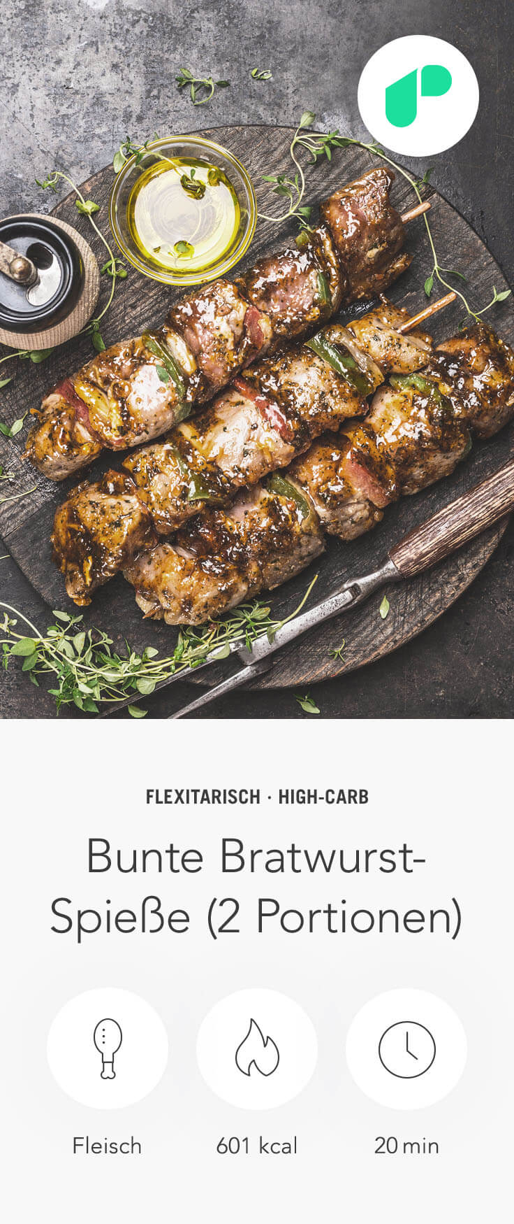 Bunte Bratwurst Spieße