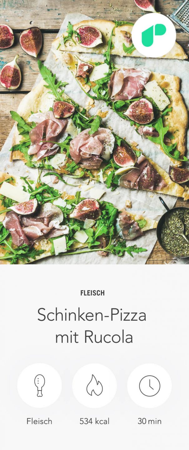 Fruchtige Pizza mit Schinken und Rucola Fruchtige Pizza mit Schinken und Rucola