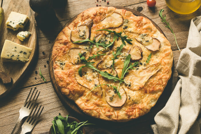 Herzhafte Birnenpizza