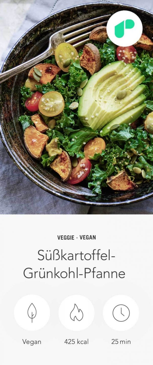 Süßkartoffel Grünkohl Pfanne Süßkartoffel Grünkohl Pfanne