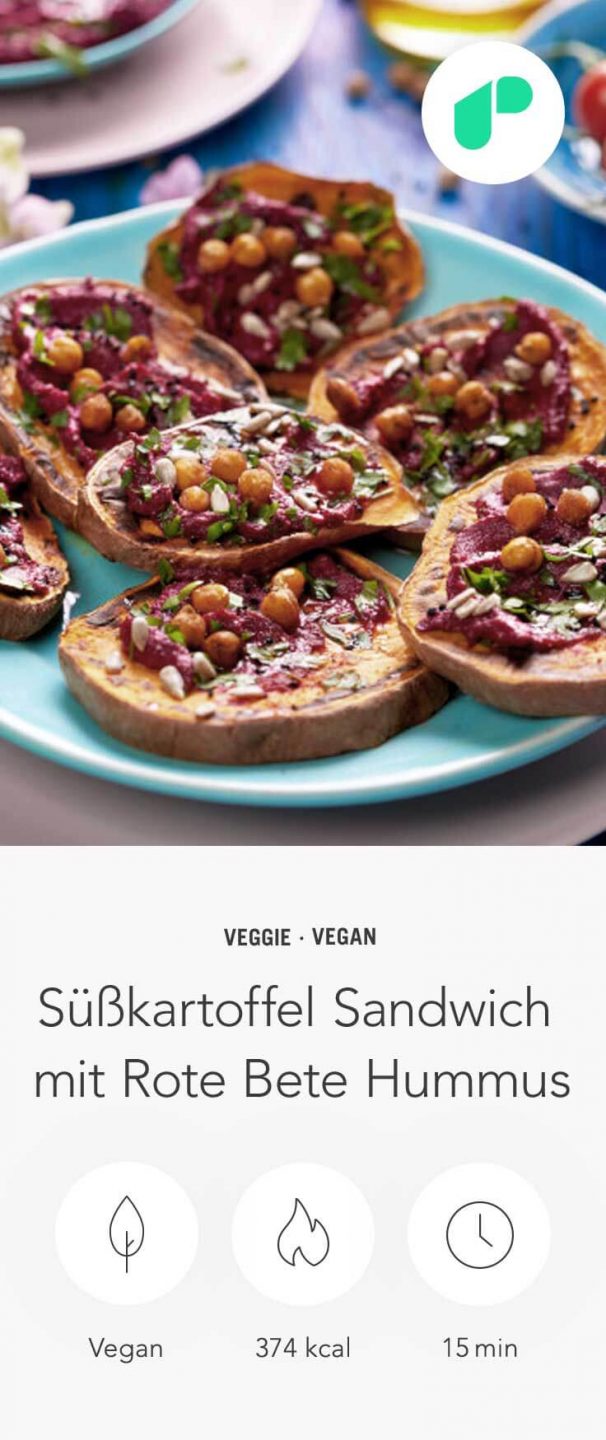 Süßkartoffel Sandwich mit Rote Bete Hummus Süßkartoffel Sandwich mit Rote Bete Hummus