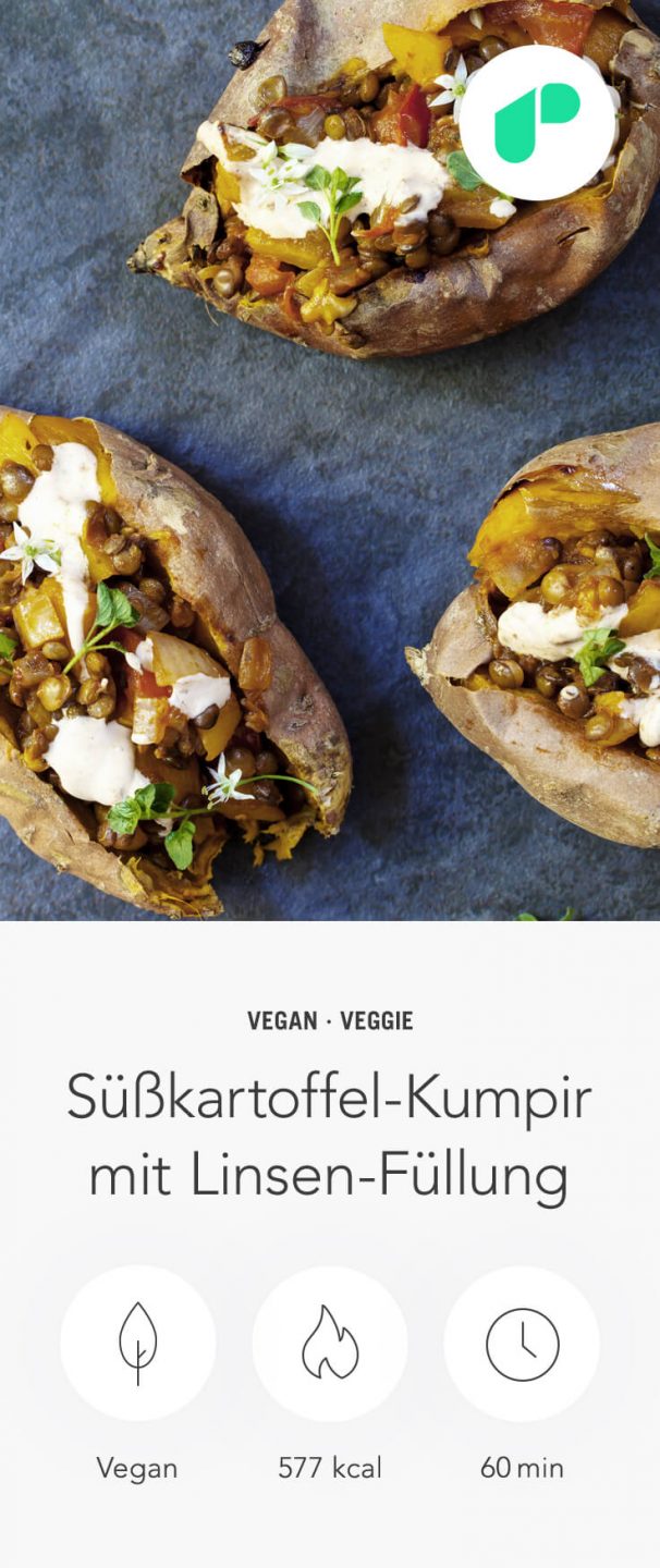 Süßkartoffel-Kumpir mit Linsenfüllung Süßkartoffel-Kumpir mit Linsenfüllung