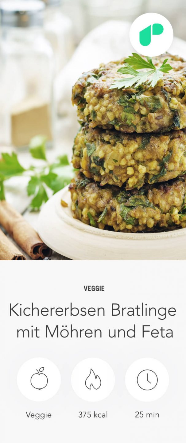 Kichererbsen Bratlinge mit Möhren und Feta