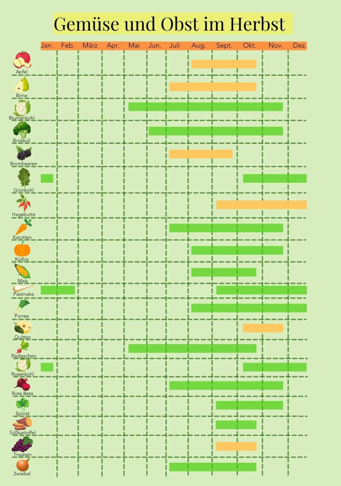 Saisonkalender Herbst Obst und Gemüse