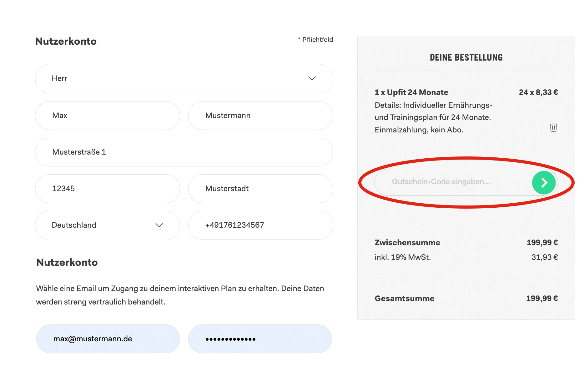 Gutscheincode eingeben Gutscheincode eingeben