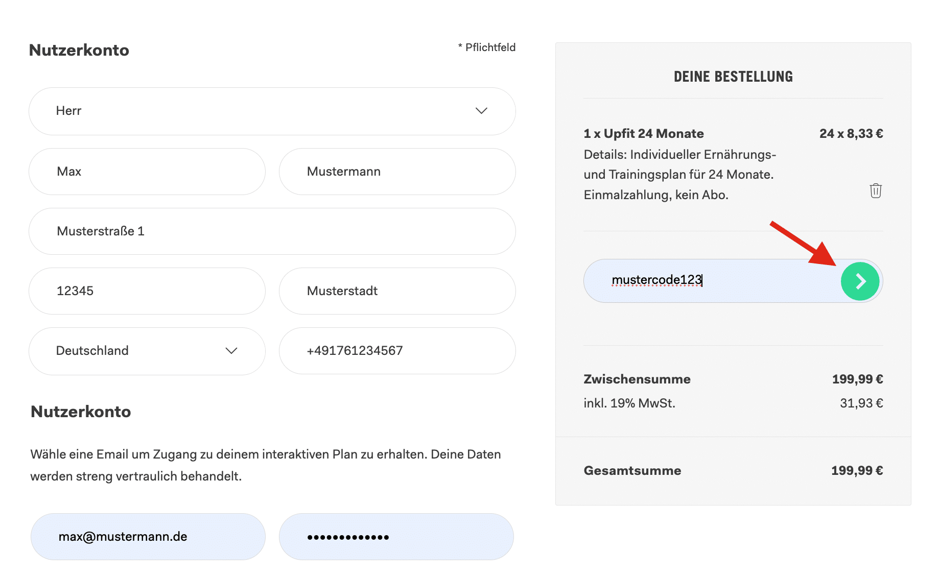 Bestätigung Gutscheincode Bestätigung Gutscheincode